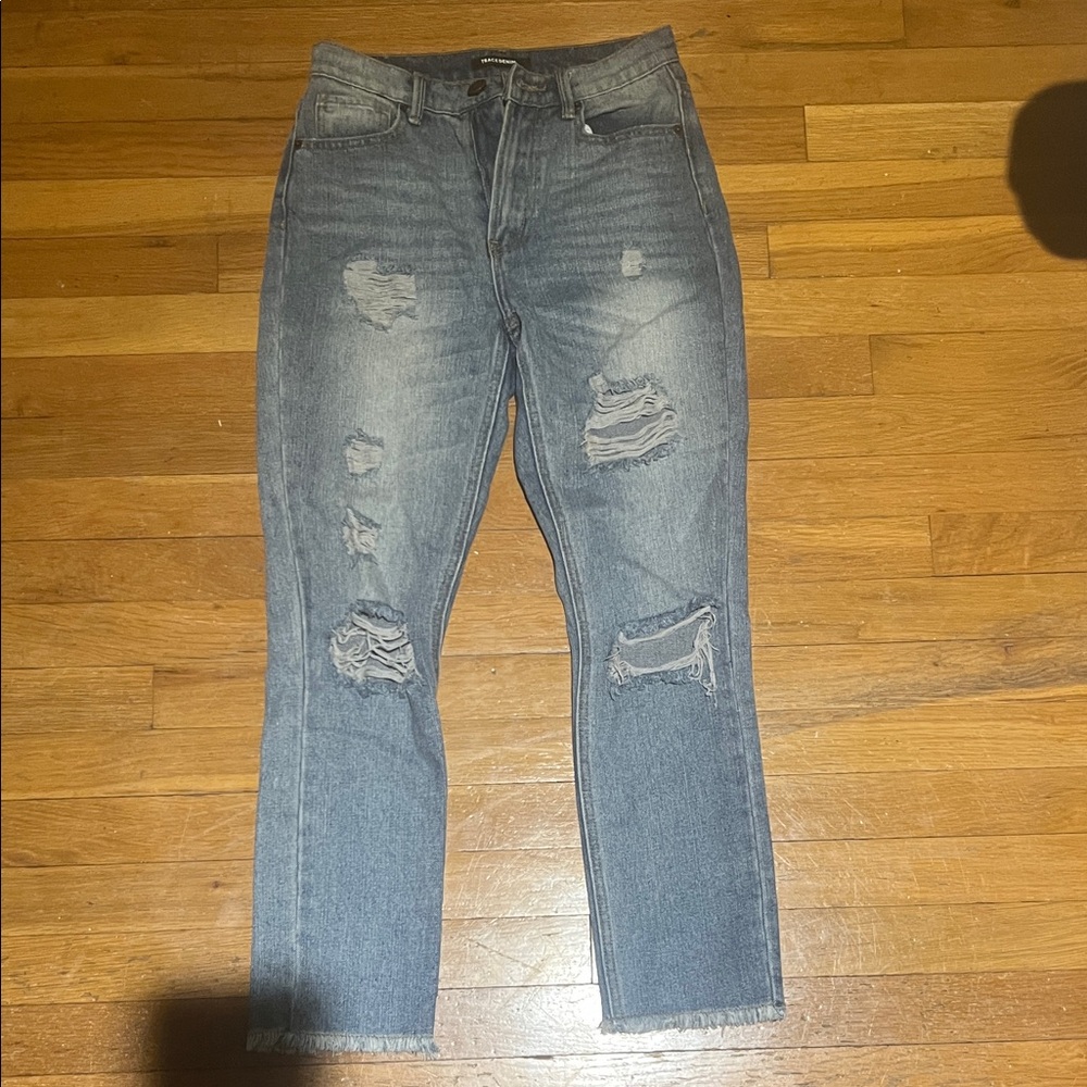 Women's Distressed Gray Jeans